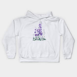 purple blue pink delphinium watercolor Kids Hoodie